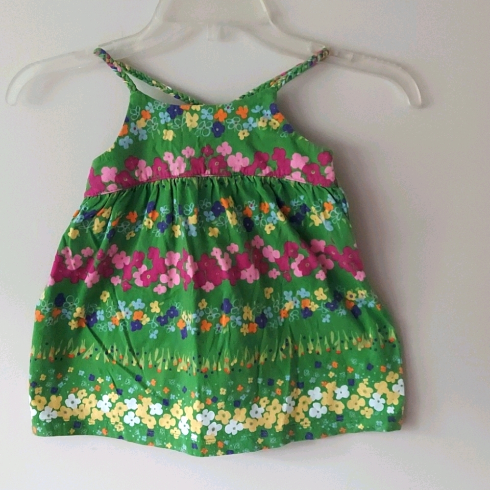 GAP Toddler Spaghetti Stap Green Print Top